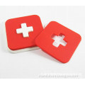new arrival red engraved cross shape square silicone coaster